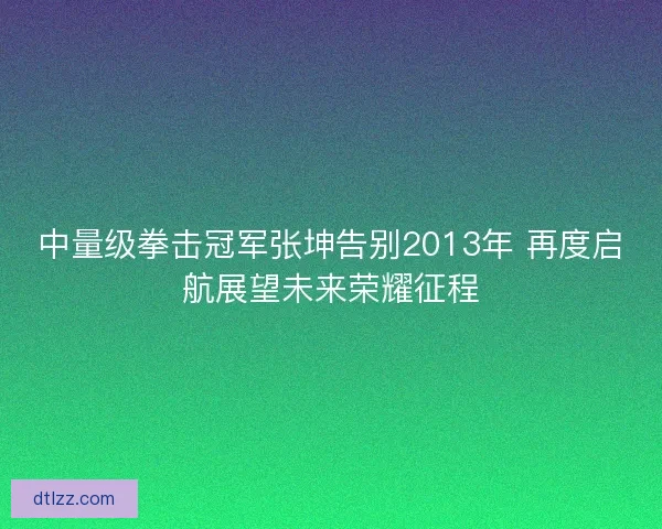 中量级拳击冠军张坤告别2013年 再度启航展望未来荣耀征程