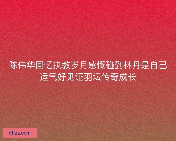 陈伟华回忆执教岁月感慨碰到林丹是自己运气好见证羽坛传奇成长